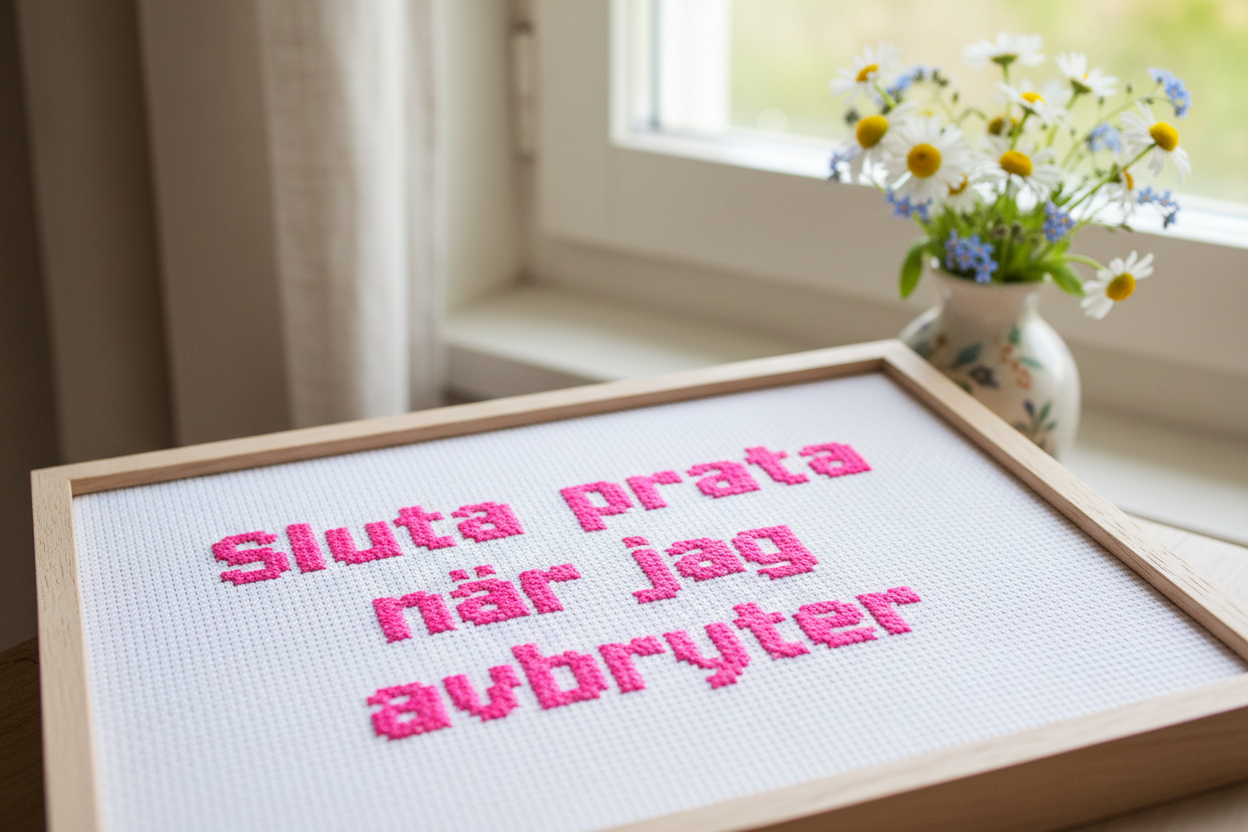 Korsstygnsbroderi - Sluta prata när jag avbryter